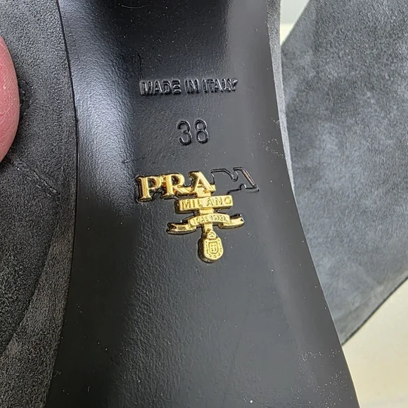 PRADA Grey Suede Platform Retro Block Chunky Heel Ankle Bootie Round Toe 38 - Picture 8 of 14